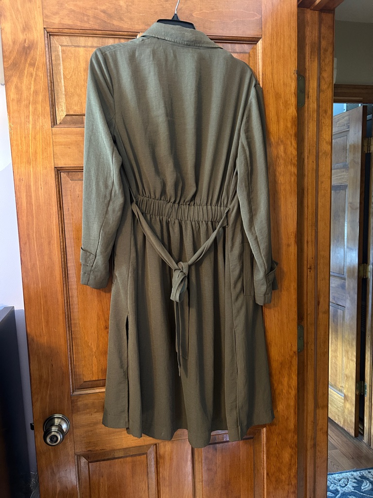 Nwt Primark Olive Green Long Sleeve Tie Trench Coat
